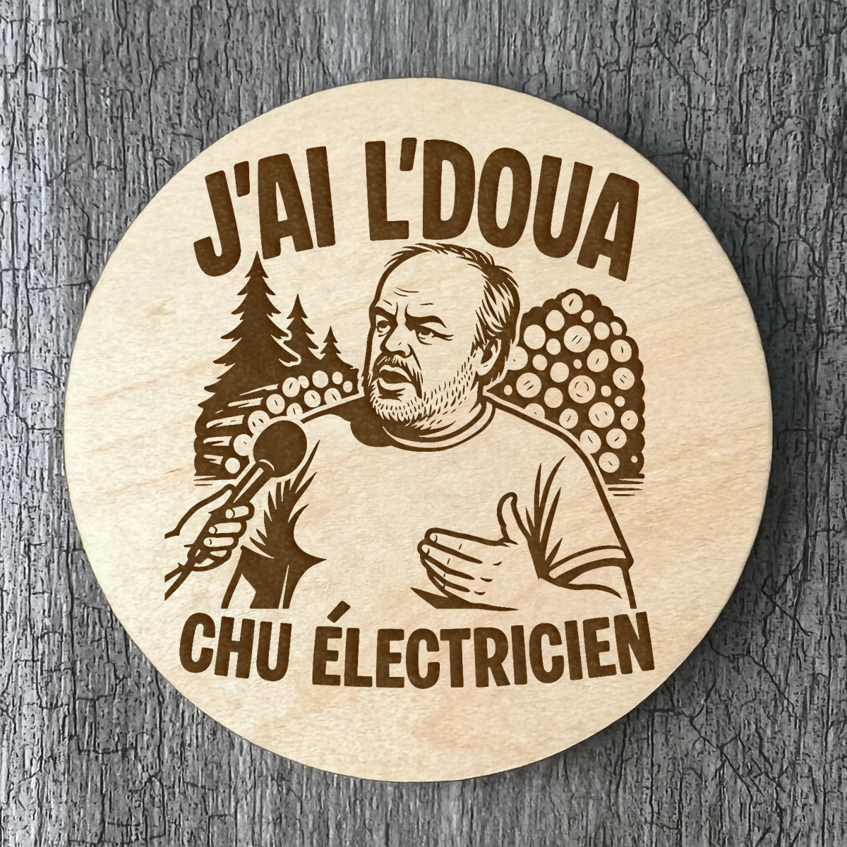 Un Sous-verres "J'ai l'doua chu électricien"