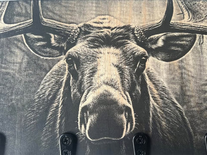 Porte-clés mural en bois (Orignal)