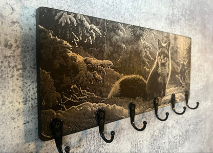 Porte-clés mural en bois (Renard)