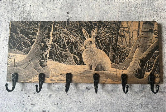 Porte-clés mural en bois (Lièvre)