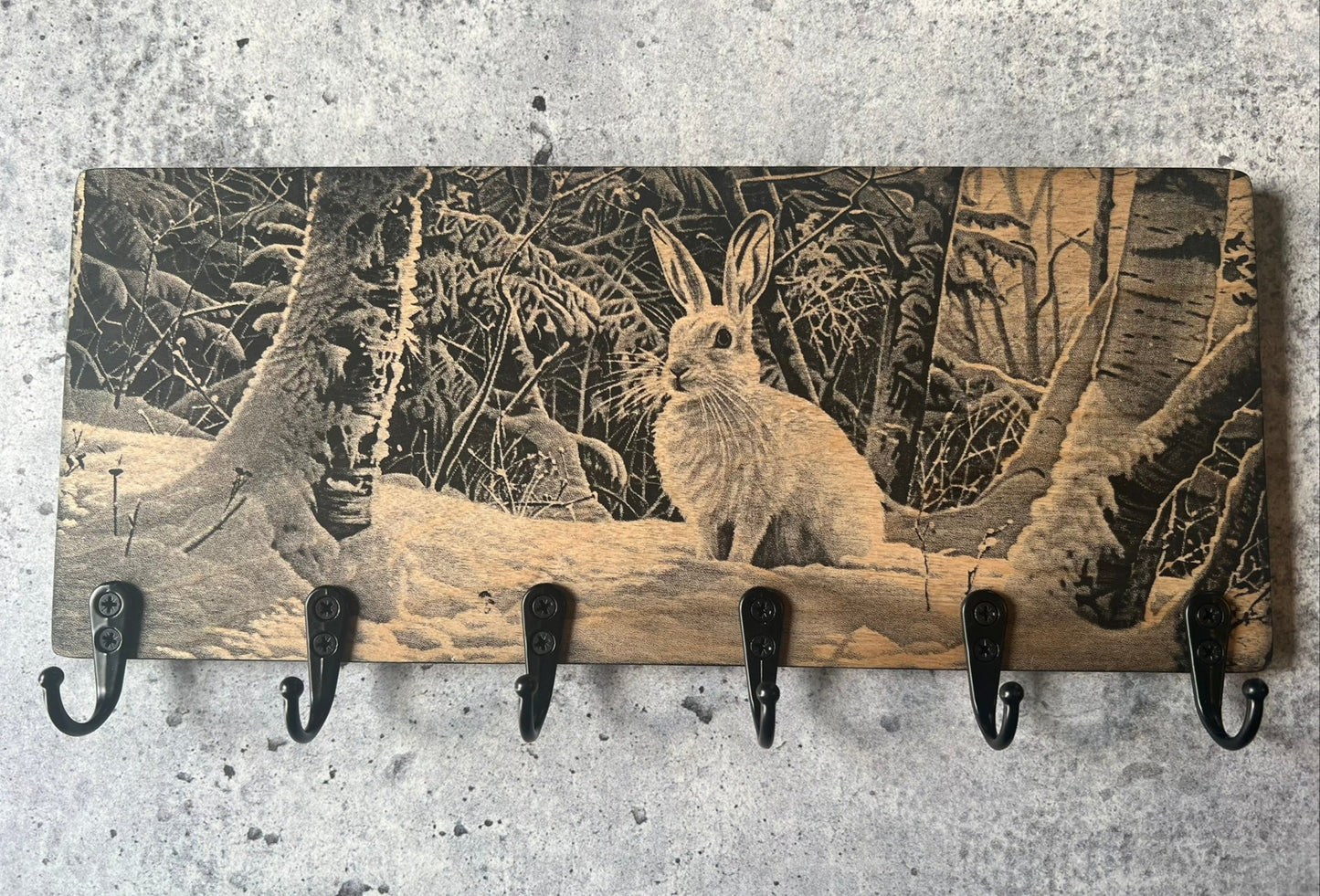 Porte-clés mural en bois (Lièvre)