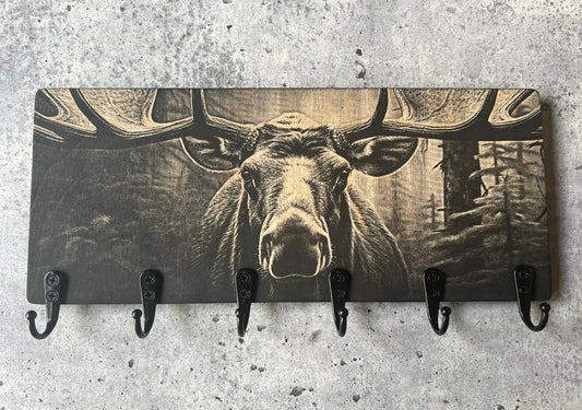 Porte-clés mural en bois (Orignal)