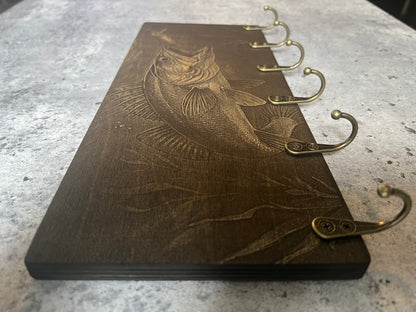 Porte-clés mural en bois - Poisson (Doré)