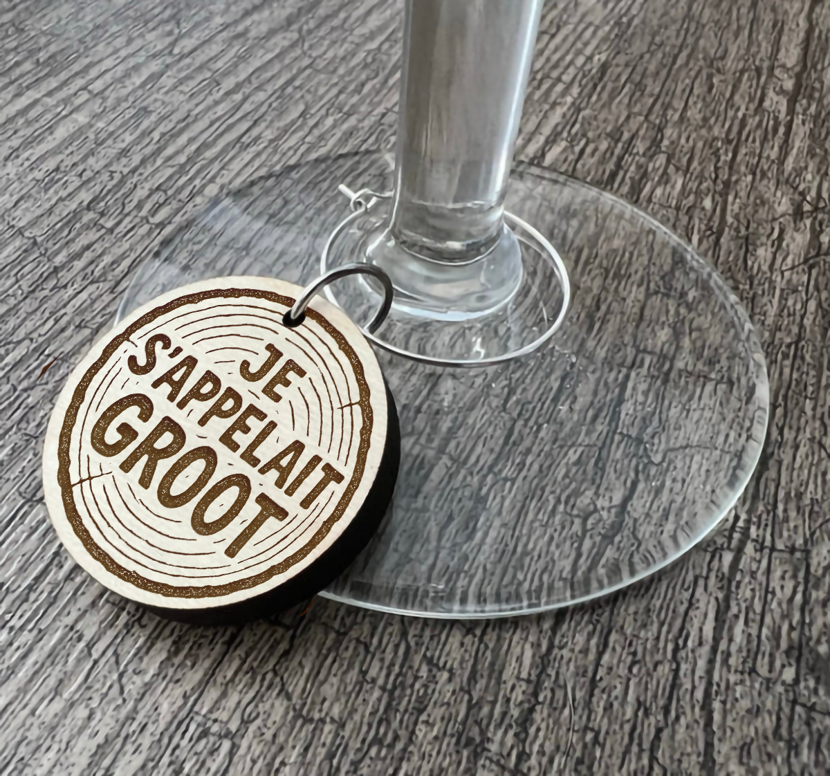 Un identificateur à coupe de vin "Je s'appelait Groot"